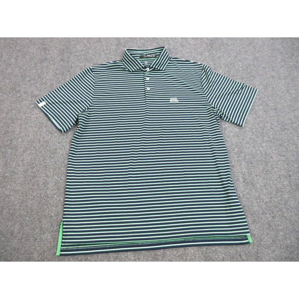 Ralph Lauren Polo Shirt Mens Large Blue Stripes Wicking RLX Golf Lightweight